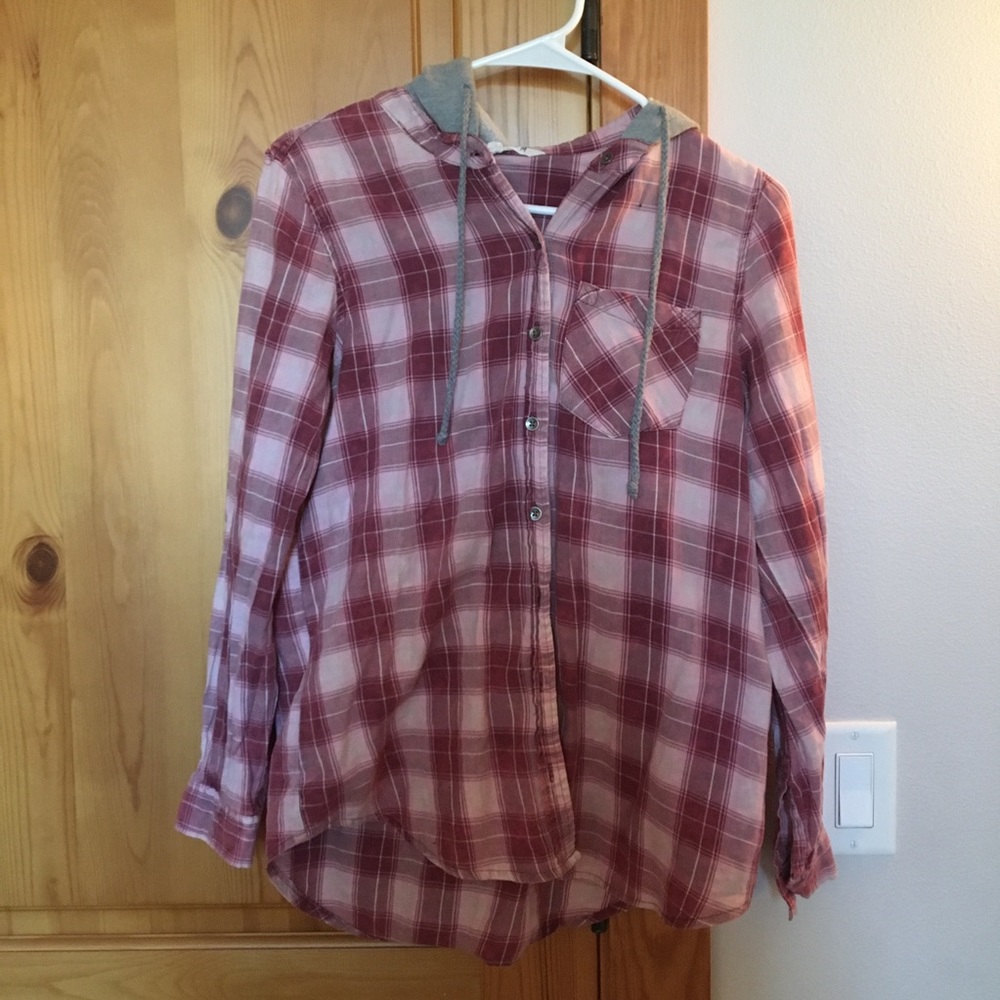 Tillys Pink flannel with grey hood